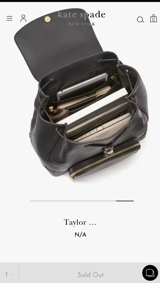 KATE SPADE TAYLOR LEATHER BACKPACK Windowpane Cream Check Purse Limited Edition - Image 2 of 4