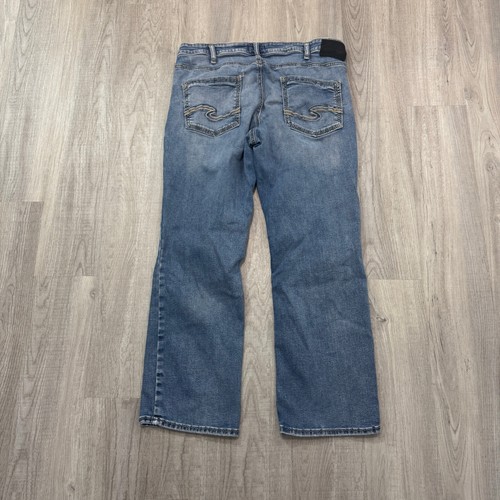 Pantalones de mezclilla plateados Jace ajustados corte bootcut para hombre 38 x 30 azul desgastado occidental - Imagen 8 de 12