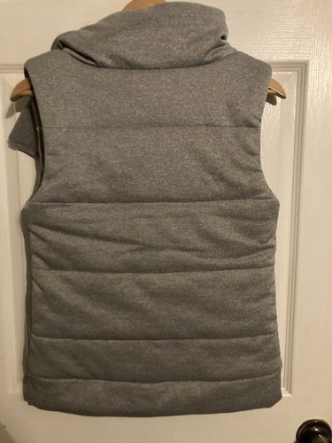 Savvi Womens Small The Meg Grey Asymmetrical Zipper Puffer Vest High Neck NEW - Picture 3 of 6