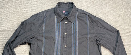 Diesel Men's Button Up Long Sleeve Striped Embroidery Shirt Size Large - Picture 3 of 9