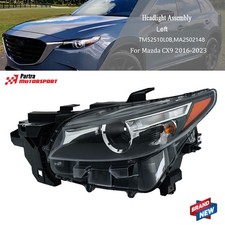 For Mazda CX-9 2016-2023 LH/Left Headlight Replacement LED Halogen Black w/o AFS