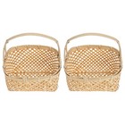 2Pcs Pastoral Style Bamboo Basket Flower Arrangement Basket Household Fruits