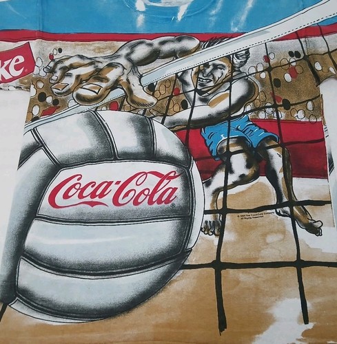 Vintage 1994 COCA-COLA All Over Print Volleyball T Shirt Mens Size XL Rare - Picture 2 of 10