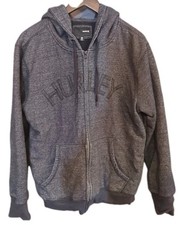 Hurley Full Zip Hoodie Men  s Medium Gray Embroidered Logo Sweatshirt Casual