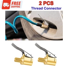 2PCS Locking Tire Air Chuck, Brass Tire Inflation Hose Adapter With Clip Adapter