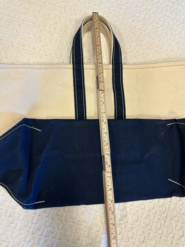 Vintage L.L. Bean Boat and Tote XL Canvas Bag Blue Trim 1980s Crinkle Tag - Picture 8 of 17