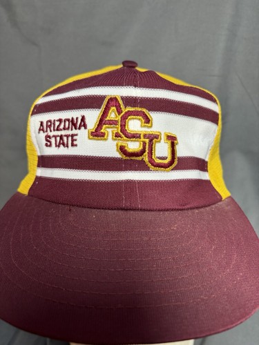 Vintage Arizona State Sun Devils Trucker Snapback Cap Hat Mesh 3 Stripe ASU - Picture 2 of 10