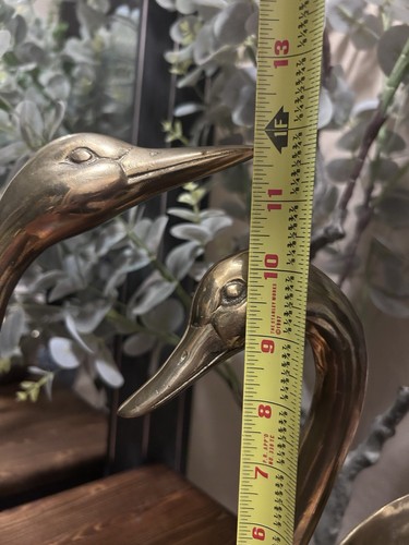Pair of Vintage Brass Swans Plant Holder Basket MCM ~ Korea 12” & 10.5” - Imagen 6 de 17