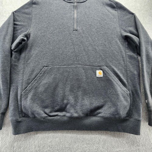Carhartt Sweatshirt Mens XL Gray Quarter Zip Relaxed Fit Force Workwear Fleece - Picture 5 of 13