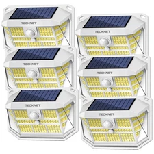 231 LED Solar Motion Lights Outdoor Waterproof, 6 Pack 300° Angle & 3 Lightin...