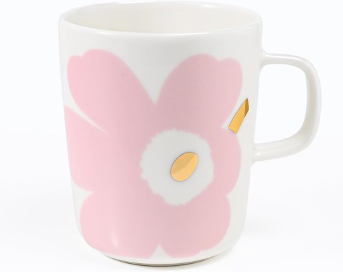 Juego de tazas Marimekko Oiva Juhla Unikko 2 piezas 250 ml blanco claro rosa oro floral cera - Imagen 3 de 9