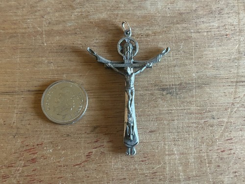 Dreifaltigkeit Kruzifix Anhänger Vater Sohn Heiliger Geist Roma Italien 1-3/4x2-1/8 Vintage - Bild 2 von 24