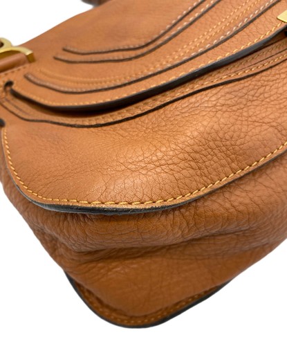 Bolso de Mano Chloe Marcie 2 Vías Bolso de Hombro Cuero Marrón Naranja Usado 111308 - Imagen 7 de 13