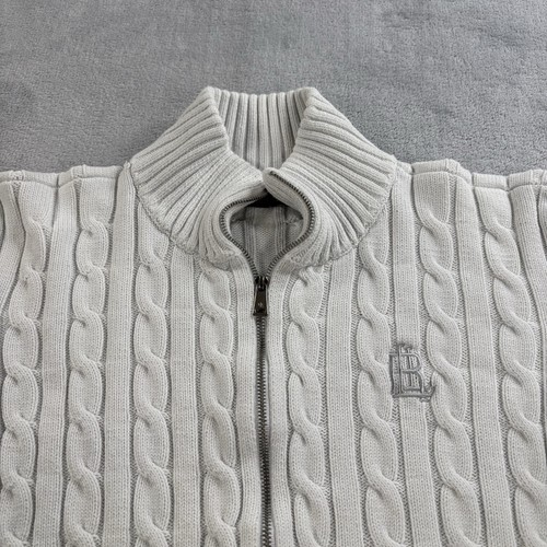 Lauren Ralph Lauren Womens Sweater Size 2XL White Cable Knit Full Zip Jacket - Picture 2 of 13