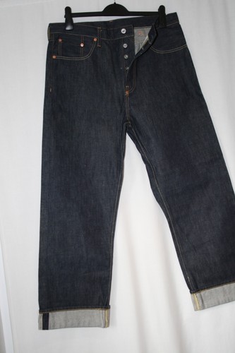 Vtg EVIL DENIM 666 1930's indigo Salvage jeans W 36 L 28 button fly Revival new - Picture 14 of 19