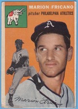 1954 Topps #124 Marion Fricano. Philadelphia Athletics. VG-VG+.