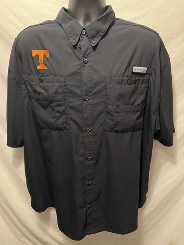 Columbia PFG Tennessee Volunteers Button Up Shirt Mens 2XL Black Short Sleeve A4 - Picture 2 of 6