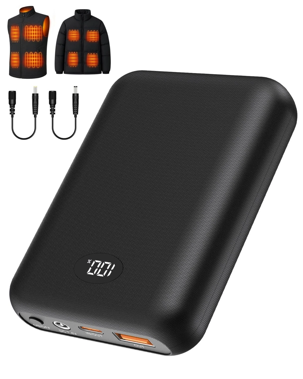 16000mAh 7.4V Heated Vest Battery Pack with 2 Adapters - Power Bank for Heat Jac - product detail image 2