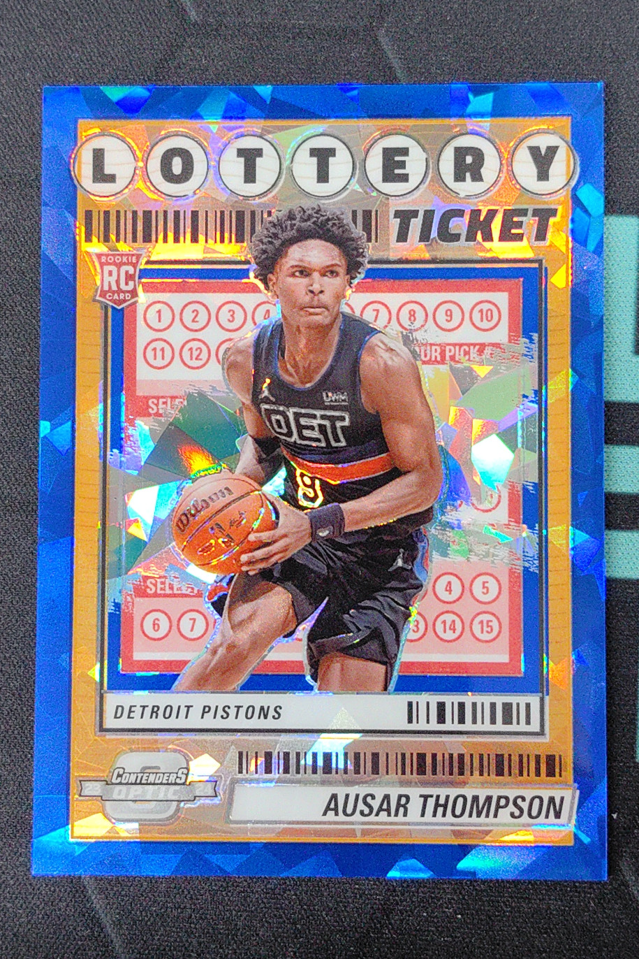 2023-24 Panini Contenders Optic Ausar Thompson Lottery Ticket Ice Blue RC /75 #4