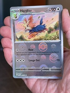 POKEMON HERDIER 075/086 COMMON REVERSE HOLOFOIL POKEBALL WHITE FLARE