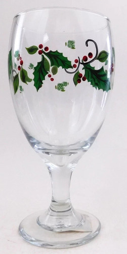 Libbey Holly and Berries Water Wine Glass Goblet Vintage Christmas Holiday - Picture 13 of 16