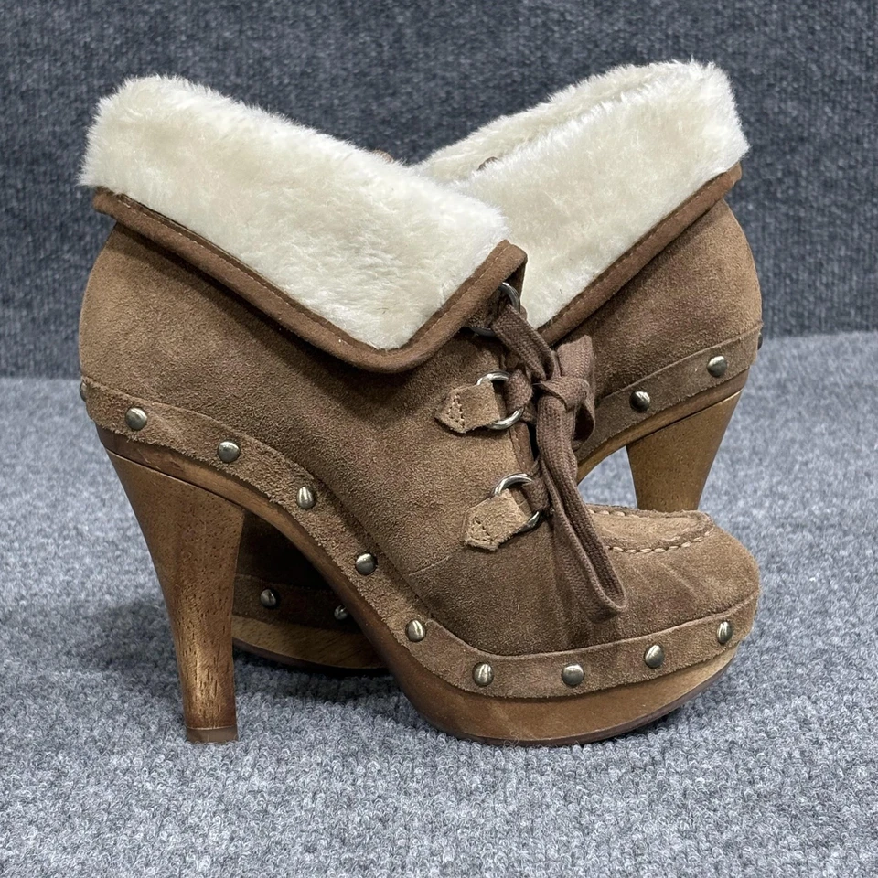 Guess Botines Mujer Talla 6M Marrón Gamuza Piel Sintética Forrados Plataforma Con Cordones Foto 4 de 4