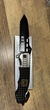 Route 66 RT 66 Black/Silver Metal Handle Tanto Combo Blade Pocketknife