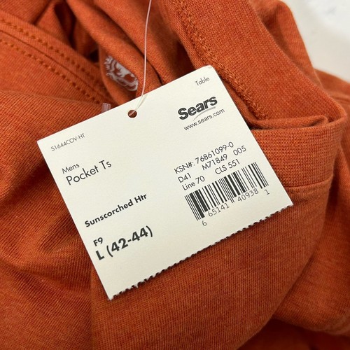 COVINGTON Pocket T-Shirt Large Orange NWT Casual Dress Solid Blank Plain Vintage - Picture 12 of 13