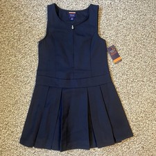 NWT Girls French Toast Uniform Jumper Size 10 Navy Blue Pleated Zipper School