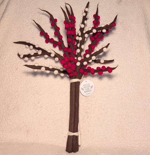 NEW Trader Joe’s Holiday Felted Ilex Berries Branches Christmas Decor Bouquet - Picture 2 of 7