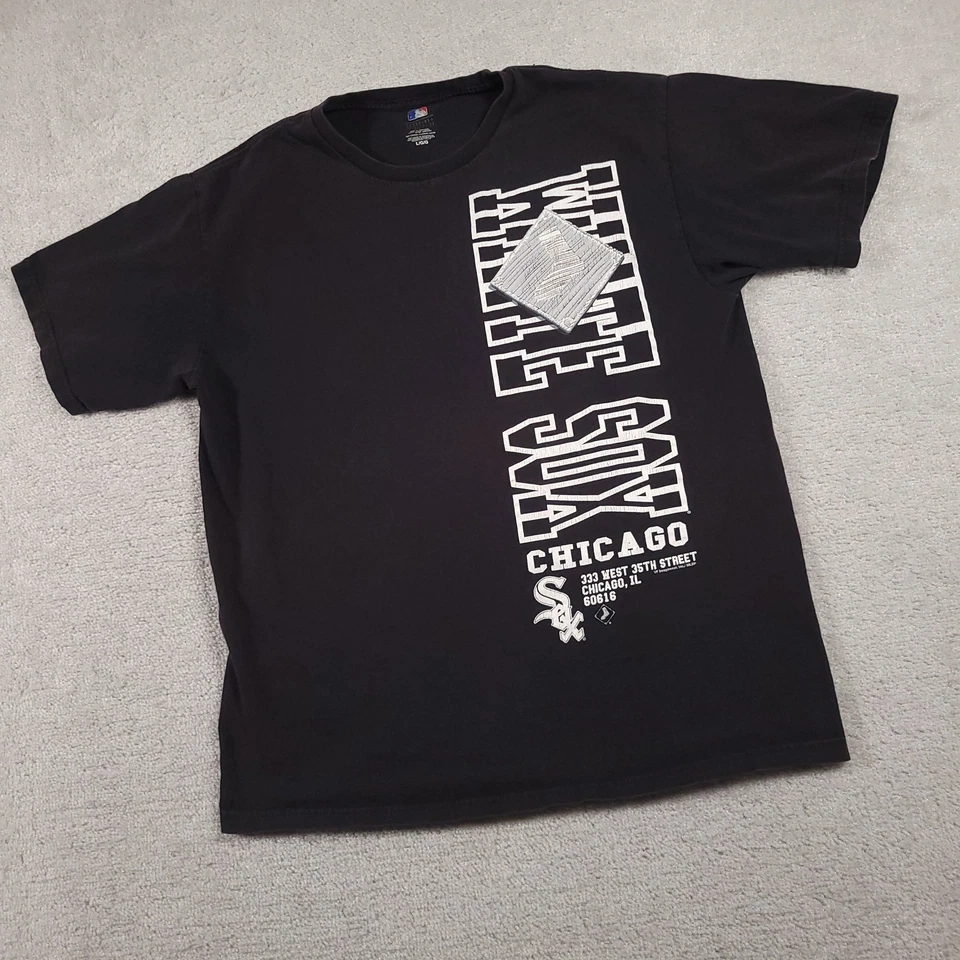 Camisa Chicago White Sox Para Hombres Grande Negra MLB Béisbol Vertical Gráfico Camiseta Foto 2 de 4