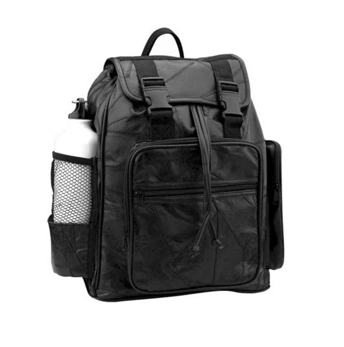 Black 100% Genuine Leather Backpack - Great For Motorcycle, School, Hiking