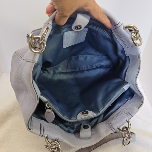 Bolso de Hombro Coach Penelope Periwinkle Cuero Azul Guijarro Original Etiqueta Colgante - Imagen 19 de 24