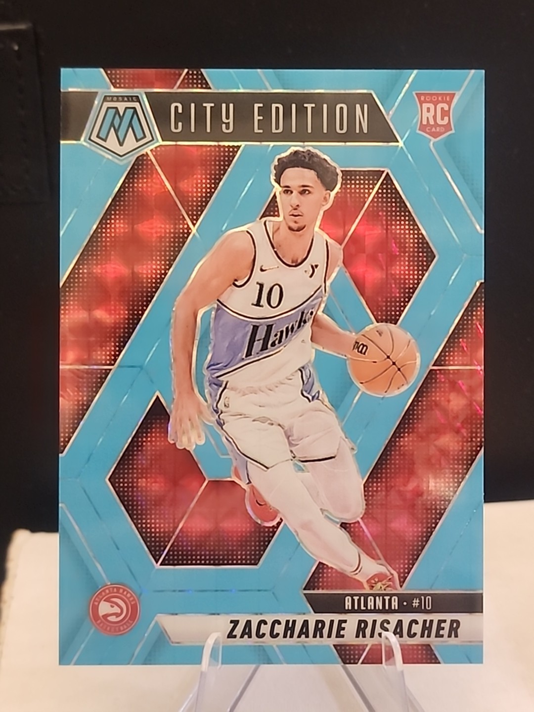 2024-25 Mosaic Basketball- Zaccharie Risacher City Edition Blue Fluorescent /75