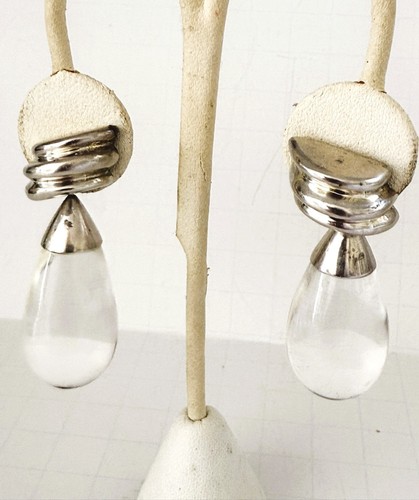 BAYANIHAN Vintage Artisan Sterling Lucite Teardrop Modernist Teardrop Earrings - Bild 4 von 11