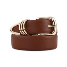 Women's Leather Belts for Jeans Dresses, Brown Leather Waist Belt Fashion Lad...