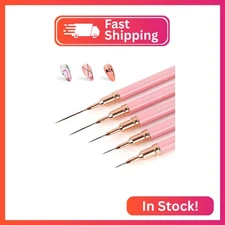 Artdone Metallic Nail Art Pens, Liner Brushes Set, 5PCS Pink Color Nail Tools Fo