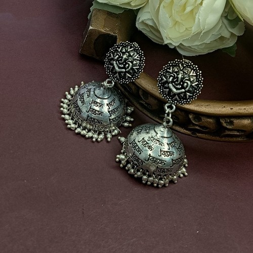 Indian Oxidized Jewelry Boho Vintage Layered Jhumka Jhumki Tassel Dangle Stateme - Picture 3 of 9