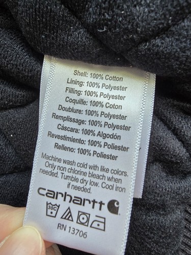 Carhartt Duck Canvas Coat Black Gray Youth Med 10-12 Quilted Lining Distressed - Picture 12 of 17