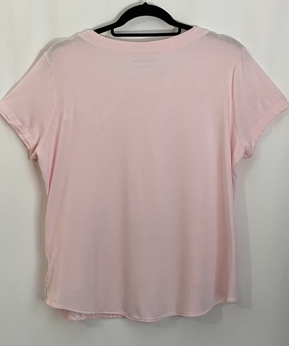Croft & Barrow Pink Lace Front SS Lined Cotton Tee Shirt Top Women’s Sz M - Afbeelding 3 van 5