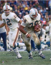 Bob Griese & Larry Csonka Dolphins Signed 16x20 Hand-Off Photo with HOF Inscs