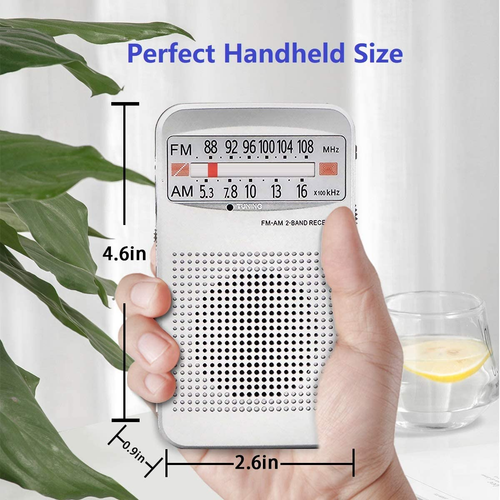 AM FM Portable Pocket Radio, Compact Transistor Radios 2 AA Battery Operated - Picture 2 of 12