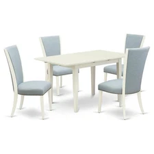 East West Furniture Norden 5-piece Wood Table and Dining Chairs in White