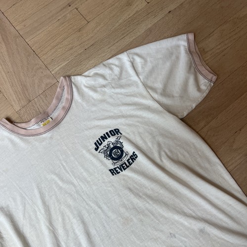 VTG 70s Russell Athletic Ringer Shirt Large White Junior Revelers USA Large - Picture 2 of 15