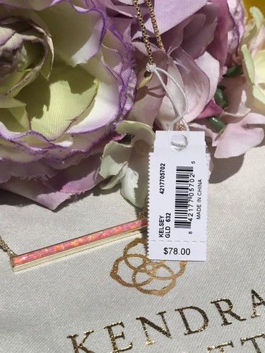 Kendra Scott Kelsey Coral Kyocera Opal Bar Necklace NWT - Picture 3 of 3