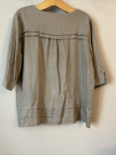 Lovely Zara Brown Linen Top - Size Extra Large - Picture 4 of 4