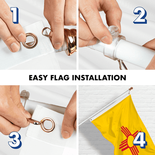 Kombi-Pack: 6 Fuß Verwicklungsfrei drehender Fahnenmast (weiß) New Mexico Flagge fast neuwertig - Bild 7 von 9