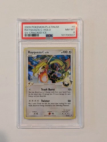 2009 Pokemon Platinum Rayquaza 8/147 Cracked Ice  PSA 8 Near Mint