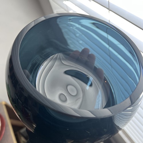 Georg Jensen Danimarca ciotola in vetro artistico blu cattura tutto - Foto 17 di 24