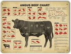 Vintage Angus Beef Butcher Guide Metal Sign - Kitchen Tin Poster, Rustic Farm...